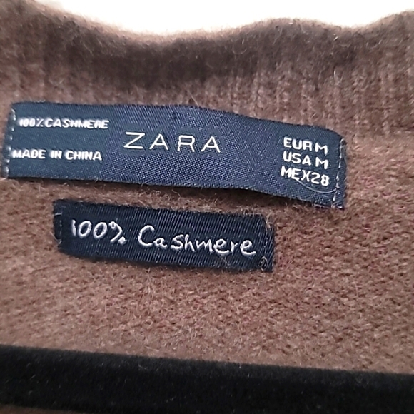 ZARA 100%CASHMERE CARDIGAN BUTTON DOWN V NECK IN BROWN SIZE MEDIUM - Picture 5 of 7